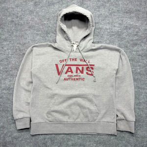Vans Hoodie Mens L Gray "Off The Wall" Skateboarding Cotton Logo Long Sleeve